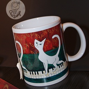  2 db Kalocsai fekete-fehér cicás bögre kerámia  - otthon & életmód - konyhafelszerelés, tálalás - tálalás - bögre & csésze - Meska.hu