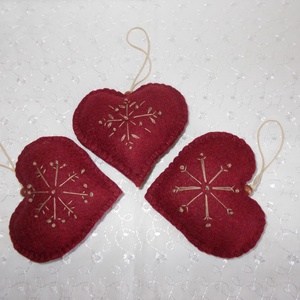 Hímzett dísz, Karácsony, Karácsonyi ajándékozás, Karácsonyi képeslap, üdvözlőlap, ajándékkísérő, Varrás, Hímzés, MESKA