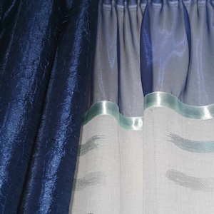Kék és víz zöld mintás függöny gyűrt szatén sötétítővel egyben ÚJ - otthon & életmód - lakástextil - függöny és kiegészítő - függöny - Meska.hu