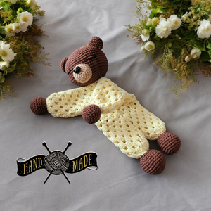 Macis szundikendő horgolt Amigurumi  - játék & sport - plüssállat & játékfigura - maci - Meska.hu