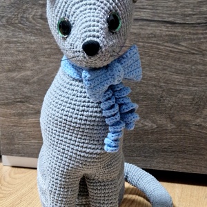 Amigurumi technikával kézzel horgolt Élethű cica 40cm magas , Játék & Sport, Plüssállat & Játékfigura, Cica, Horgolás, MESKA