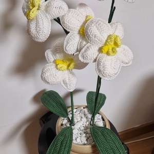 Horgolt pamut fonalból Orchidea  - otthon & életmód - dekoráció - virágdísz és tartó - cserép & kaspó - Meska.hu