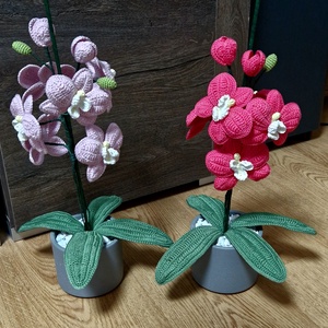Horgolt pamut fonalból Orchidea  - otthon & életmód - dekoráció - virágdísz és tartó - cserép & kaspó - Meska.hu