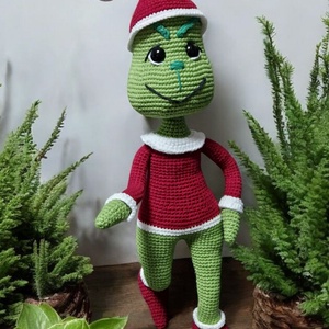 Grincs mikulás ruhában horgolt figura  - karácsony - karácsonyi lakásdekoráció - karácsonyi manók, figurák - Meska.hu