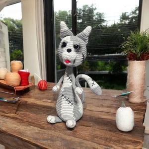 Horgolt kóbor kandúr keresi új otthonát  - játék & sport - plüssállat & játékfigura - cica - Meska.hu