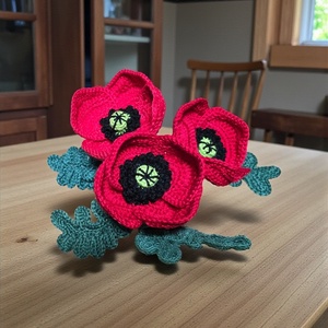 Horgolt Pipacs, Otthon & Életmód, Virágdekoráció, Virágok, Szálas virág, Horgolás, MESKA