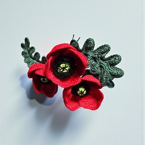 Horgolt Pipacs - otthon & életmód - virágdekoráció - virágok - szálas virág - Meska.hu