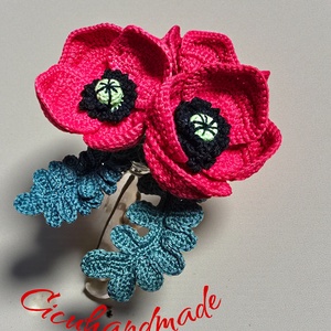 Horgolt Pipacs - otthon & életmód - virágdekoráció - virágok - szálas virág - Meska.hu