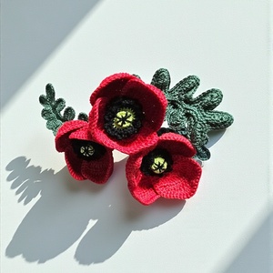 Horgolt Pipacs - otthon & életmód - virágdekoráció - virágok - szálas virág - Meska.hu