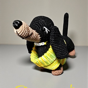 Amigurumi horgolt Tacskó  - játék & sport - plüssállat & játékfigura - kutya - Meska.hu