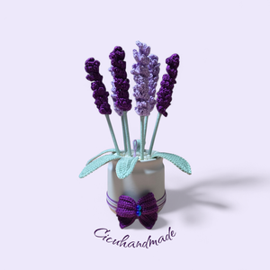 Horgolt prémium minőségű Kaspós Levendula  - otthon & életmód - virágdekoráció - virágdíszek - virágdísz kaspóban - Meska.hu