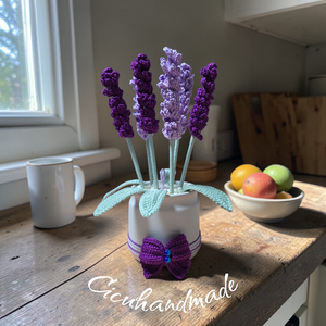 Horgolt prémium minőségű Kaspós Levendula  - otthon & életmód - virágdekoráció - virágdíszek - virágdísz kaspóban - Meska.hu