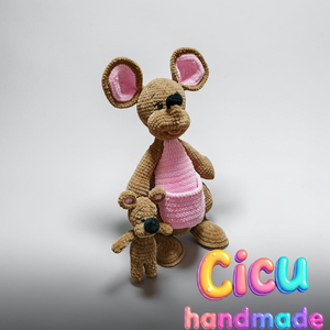 Amigurumi horgolt Kenguru mama és Kenguru baby - játék & sport - plüssállat & játékfigura - más figura - Meska.hu