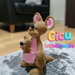 Amigurumi horgolt Kenguru mama és Kenguru baby - Meska.hu