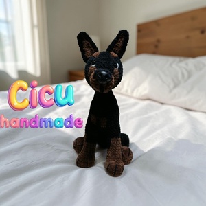 Amigurumi horgolt Dobberman kutya  - játék & sport - plüssállat & játékfigura - kutya - Meska.hu