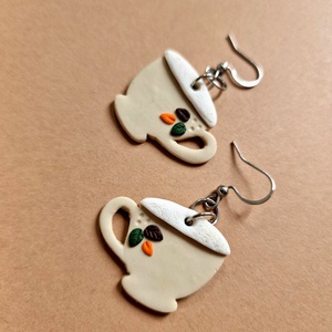 Kávéscsésze fülbevaló őszi - ékszer - fülbevaló - lógó fülbevaló - Meska.hu