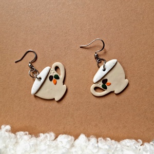 Kávéscsésze fülbevaló őszi - ékszer - fülbevaló - lógó fülbevaló - Meska.hu