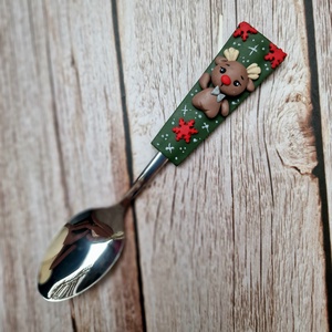 Karácsonyi teáskanál - Szarvasos, Otthon & Életmód, Konyhafelszerelés, tálalás, Tálalás, Kanál & Villa, Gyurma, MESKA