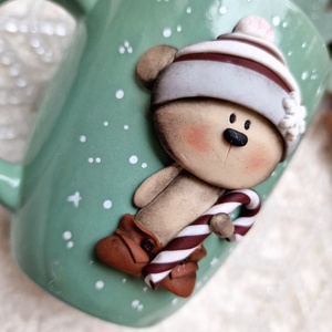 Karácsonyi bögre - Maci cukorbottal - otthon & életmód - konyhafelszerelés, tálalás - tálalás - bögre & csésze - Meska.hu