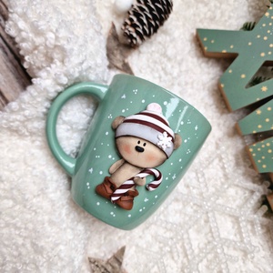 Karácsonyi bögre - Maci cukorbottal - otthon & életmód - konyhafelszerelés, tálalás - tálalás - bögre & csésze - Meska.hu