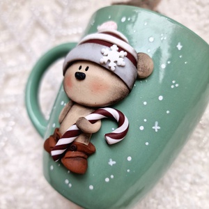 Karácsonyi bögre - Maci cukorbottal - otthon & életmód - konyhafelszerelés, tálalás - tálalás - bögre & csésze - Meska.hu