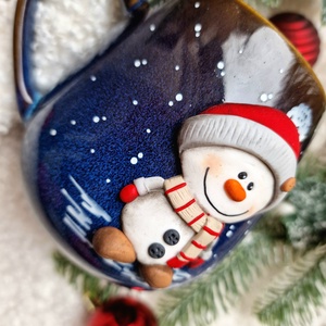 Karácsonyi bögre - Hóemberes - otthon & életmód - konyhafelszerelés, tálalás - tálalás - bögre & csésze - Meska.hu