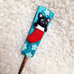 Karácsonyi cicás teáskanál - Metálkék - otthon & életmód - konyhafelszerelés, tálalás - tálalás - kanál & villa - Meska.hu