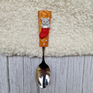 Karácsonyi cicás teáskanál - Metálnarancs - Meska.hu