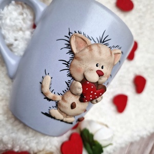 Szívpajtik kollekció - Cicás bögre - otthon & életmód - konyhafelszerelés, tálalás - tálalás - bögre & csésze - Meska.hu