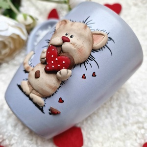 Szívpajtik kollekció - Cicás bögre - otthon & életmód - konyhafelszerelés, tálalás - tálalás - bögre & csésze - Meska.hu