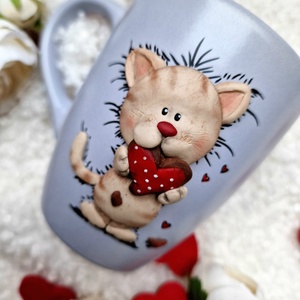 Szívpajtik kollekció - Cicás bögre - Meska.hu