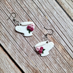 Romantikus rózsás fülbevaló - Csésze - ékszer - fülbevaló - lógó fülbevaló - Meska.hu