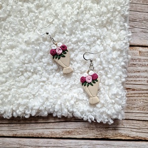 Romantikus rózsás fülbevaló - Virágcsokor - ékszer - fülbevaló - lógó fülbevaló - Meska.hu