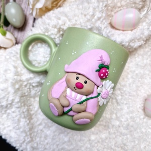 Nyuszis bögre, Ünnepi díszek, dekorációk, Húsvéti díszek és dekorációk, Húsvéti bögre, Gyurma, MESKA