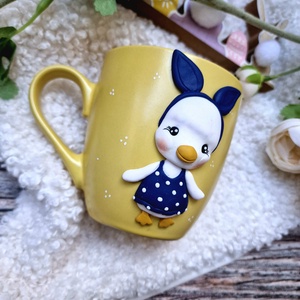 Nyuszicsibés bögre - ünnepi díszek, dekorációk - húsvéti díszek és dekorációk - húsvéti bögre - Meska.hu