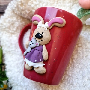 Kislány nyuszis bögre - ünnepi díszek, dekorációk - húsvéti díszek és dekorációk - húsvéti bögre - Meska.hu