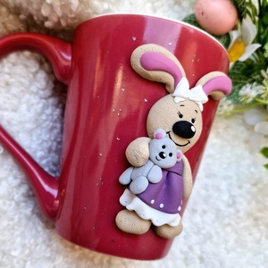 Kislány nyuszis bögre - ünnepi díszek, dekorációk - húsvéti díszek és dekorációk - húsvéti bögre - Meska.hu