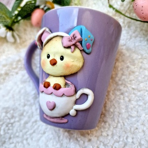 Nyuszicsibe csészében � húsvéti bögre - ünnepi díszek, dekorációk - húsvéti díszek és dekorációk - húsvéti bögre - Meska.hu