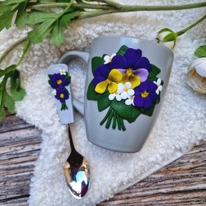 Árvácskás bögre - kanál szett, Otthon & Életmód, Konyhafelszerelés, tálalás, Tálalás, Bögre & Csésze, Gyurma, MESKA