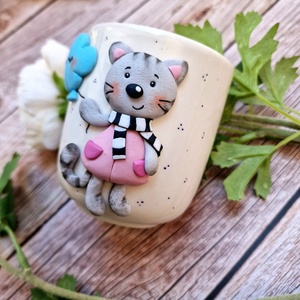 Felhőlufis macskás bögre - otthon & életmód - konyhafelszerelés, tálalás - tálalás - bögre & csésze - Meska.hu