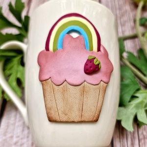 Epres Szivárvány Cupcake bögre - otthon & életmód - konyhafelszerelés, tálalás - tálalás - bögre & csésze - Meska.hu