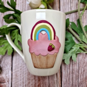 Epres Szivárvány Cupcake bögre, Otthon & Életmód, Konyhafelszerelés, tálalás, Tálalás, Bögre & Csésze, Gyurma, MESKA