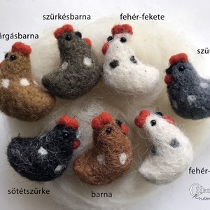 Tűnemezelt mini tyúkok többféle színben - esküvő - dekoráció - asztaldísz - Meska.hu
