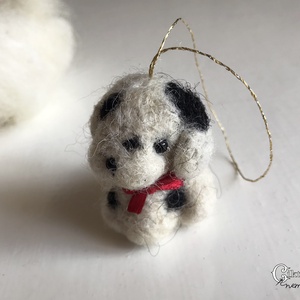 Tűnemezelt aranyos kiskutya karácsonyfa dísz - Meska.hu