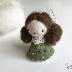 Nemez angyalka, Karácsony, Karácsonyi lakásdekoráció, Karácsonyfadíszek, Nemezelés, Varrás, MESKA