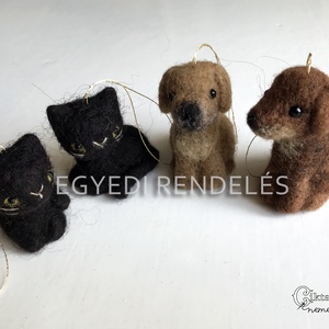 Egyedi rendelés - tűnemezelt macskás és kutyás karácsonyfadíszek - Meska.hu