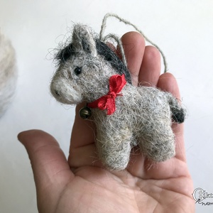 Tűnemezelt mini szamár - aranyos karácsonyfadísz - játék & sport - plüssállat & játékfigura - más figura - Meska.hu