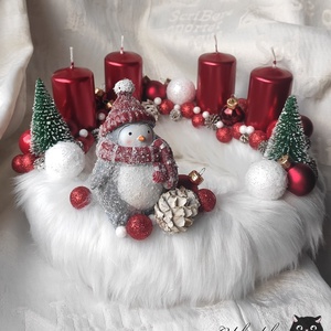 Adventi koszorú - pingvin - Meska.hu