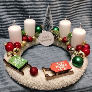Adventi koszorú - szánkókkal - Meska.hu