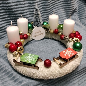 Adventi koszorú - szánkókkal - karácsony - adventi díszek - adventi koszorú - Meska.hu